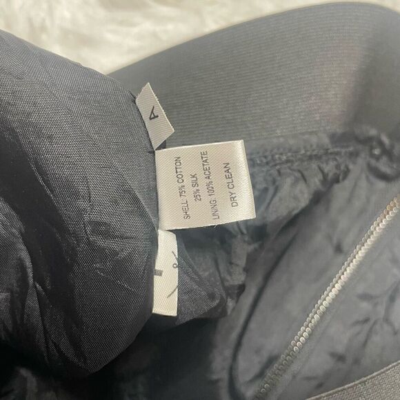 LOFT Ann Taylor Mini Skirt Cotton Silk Size 6 Stretchy Waistband Black Beige - Picture 4 of 8